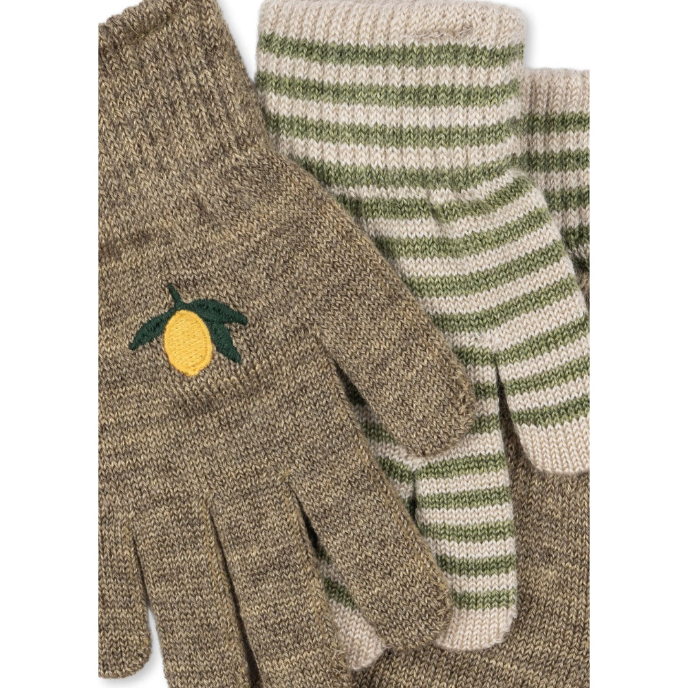 konges-sløjd-2-pack-filla-gloves-lemon-stripe-kong-w25ks103430-lst-2-4y