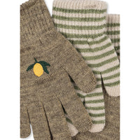 konges-sløjd-2-pack-filla-gloves-lemon-stripe-kong-w25ks103430-lst-2-4y