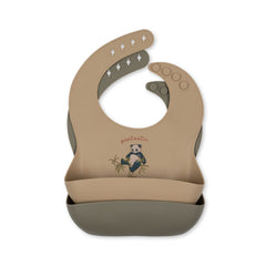 konges-sløjd-2-pack-silicone-bib-panda-one-size-kong-w23ks6309-panda-os