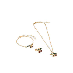 konges-sløjd-cherry-jewelry-set-gold-kong-w25ks102943-gold-os