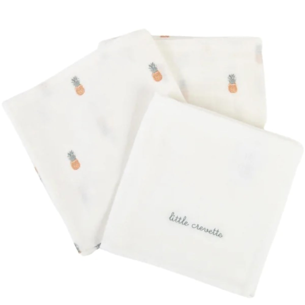 little-crevette-ananas-set-of-3-swaddles-60x60cm