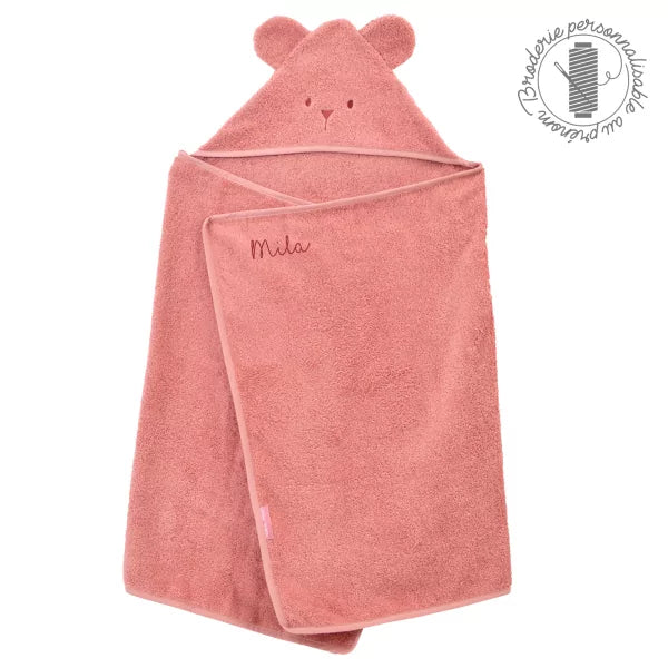 little-crevette-ourson-hooded-towel-70x140cm-dark-pink-lcrv-unocbbr