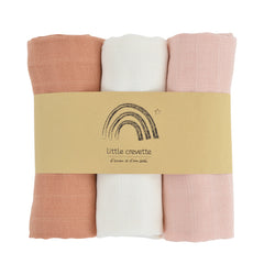 little-crevette-set-of-3-swaddles-60x60cm-coral-terracotta-ecru-lcrv-unlar