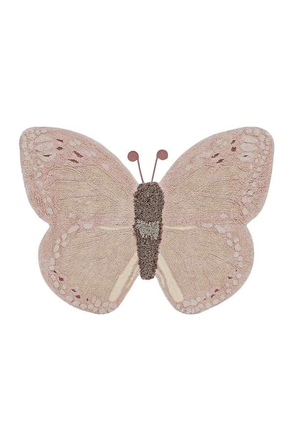 Lorena Canals Animal Rugs Baby Butterfly Machine Washable Cotton Rug - 90x120cm (Pre-Order; Est. Delivery in 4-8 Weeks)