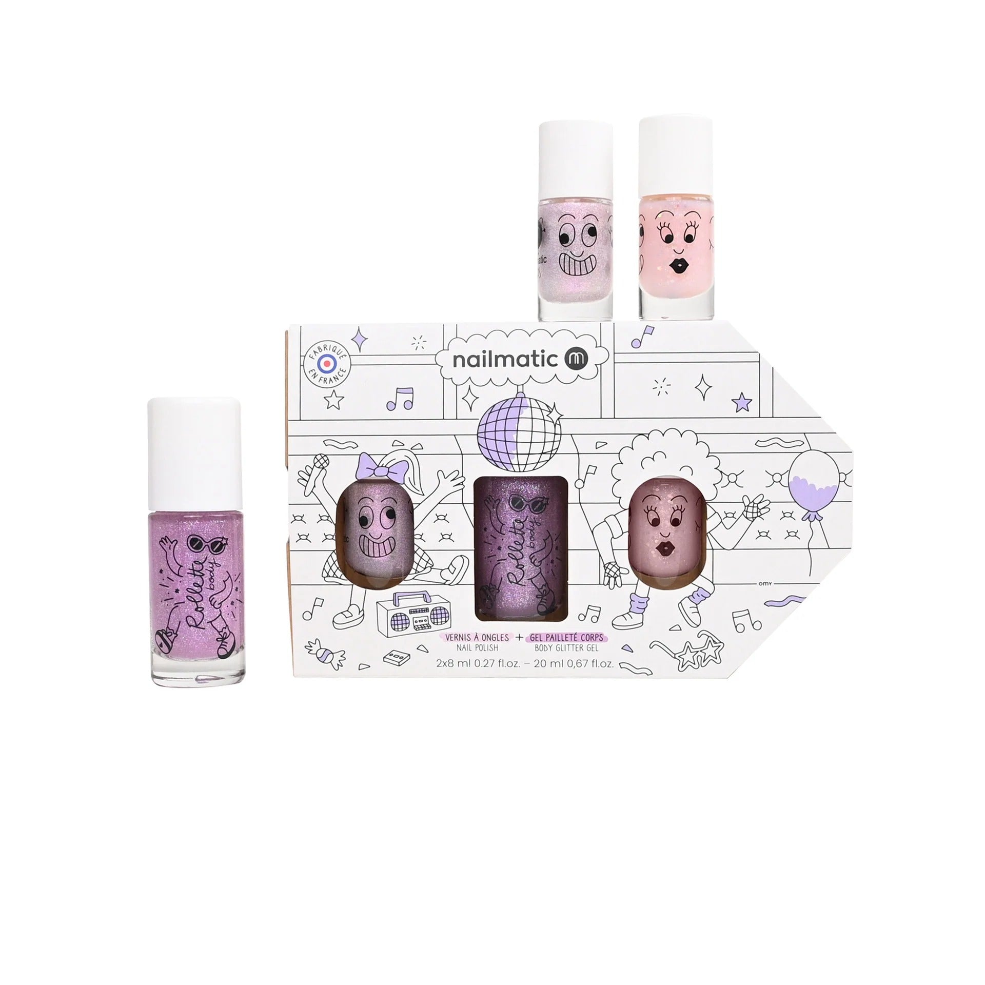 nailmatic-set-bus-party-2-nail-polishes-polly-&-elliot-1-cherry-body-rollette-purple-nail-310busparty