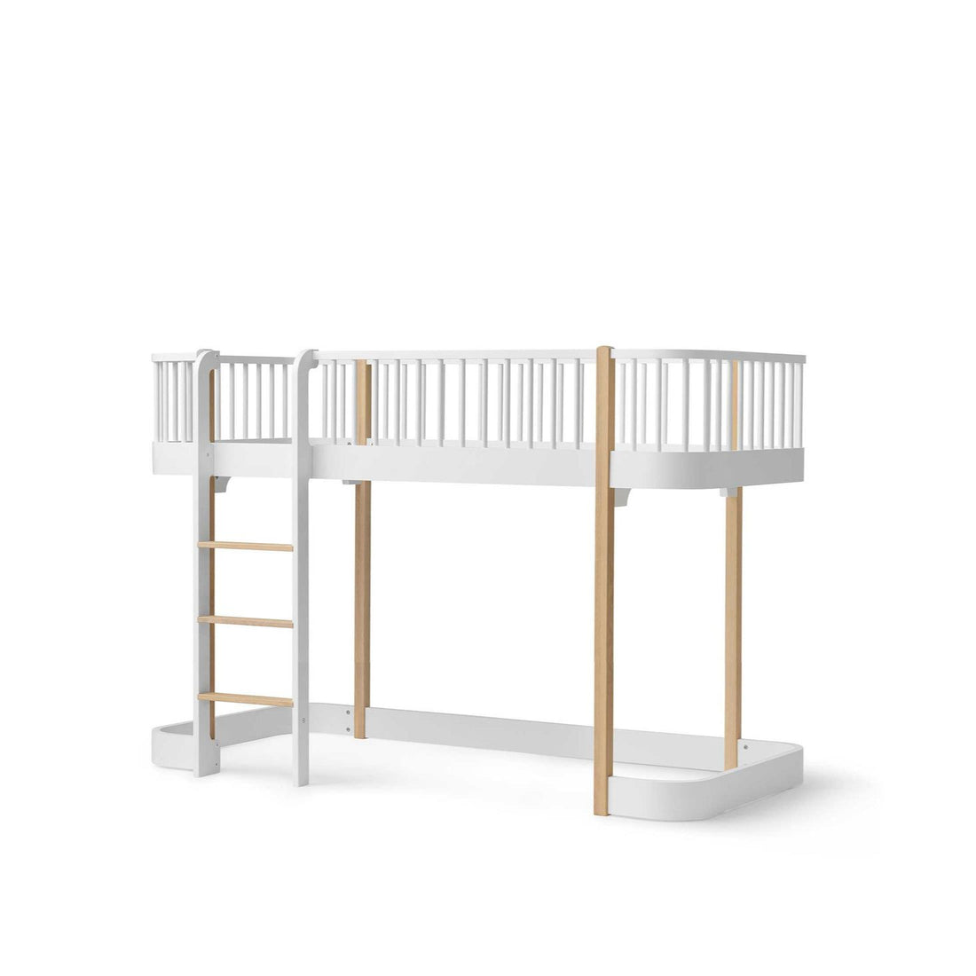 Oliver Furniture Wood Original Low Loft Bed Ladder Front White/Oak (Pre-Order; Est. Delivery in 6-10 Weeks)