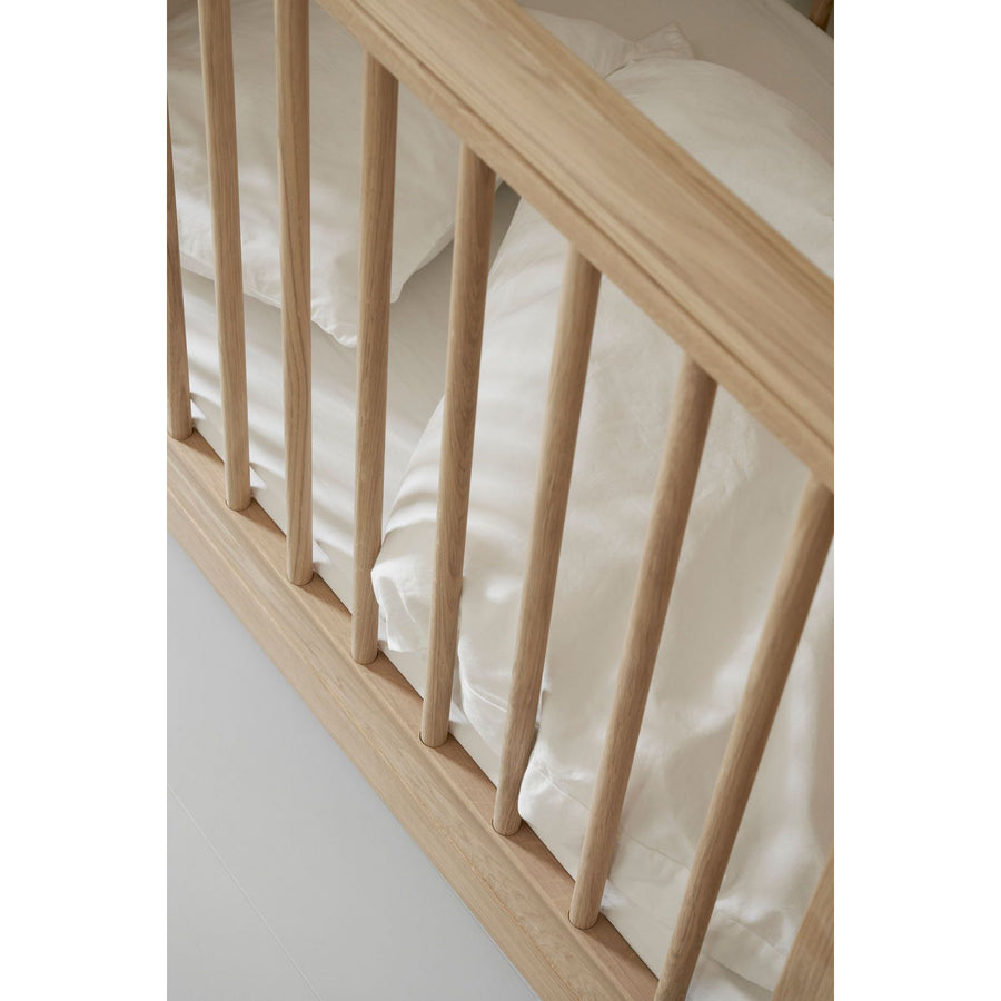 Oliver Furniture Wood Mini+ Cot Bed (With Junior Conversion Kit) - Oak (Pre-Order; Est. Delivery in 6-10 Weeks)