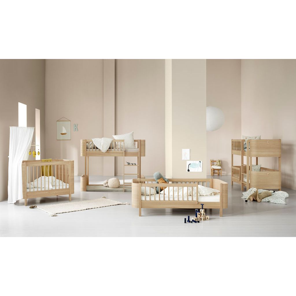 Oliver Furniture Wood Mini+ Cot Bed (With Junior Conversion Kit) - Oak (Pre-Order; Est. Delivery in 6-10 Weeks)