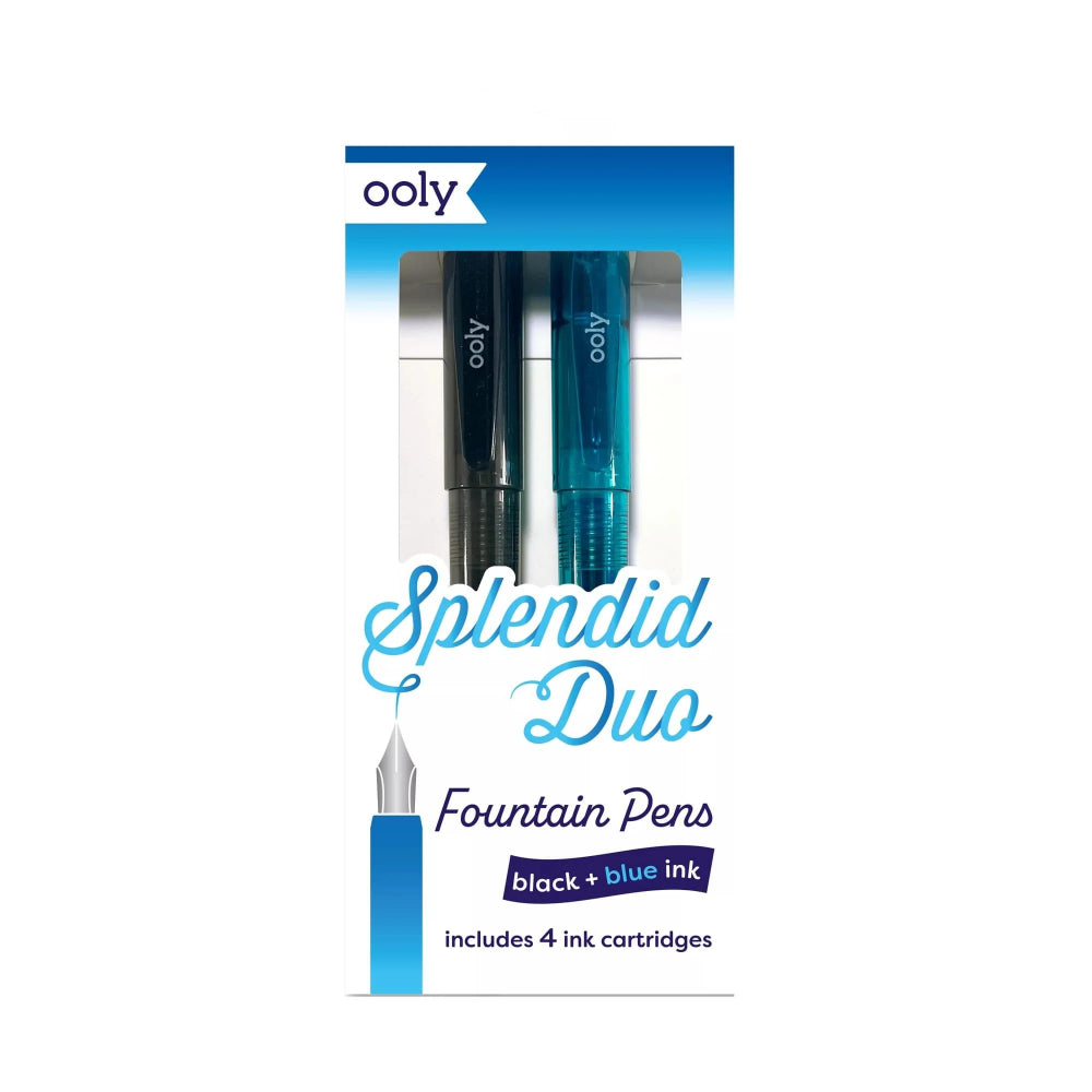 ooly-splendid-duo-fountain-pens-black-&-blue-ink-set-of-2-pens-&-4-ink-cartridges-ooly-132-153