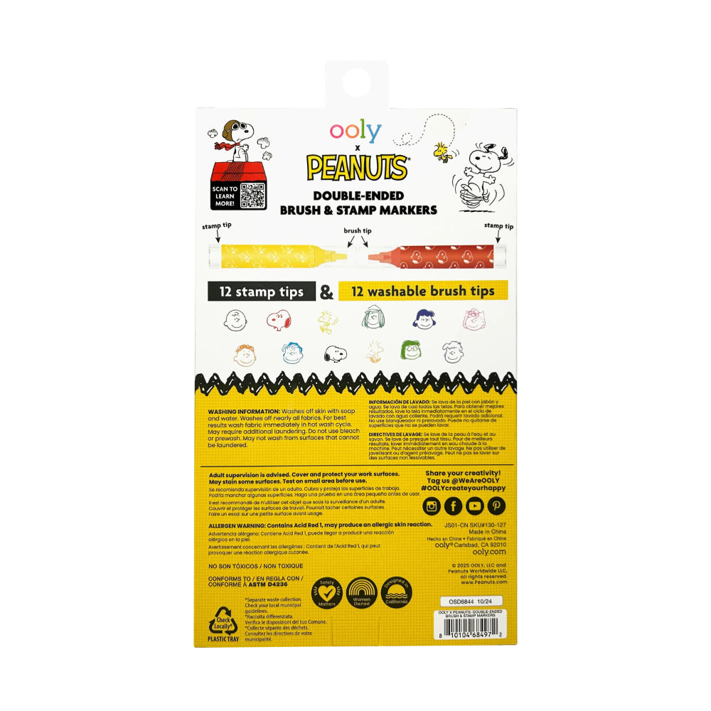 ooly-x-peanuts-doubleended-brush-&-stamp-markers-set-of-6-12-colors-ooly-130-127