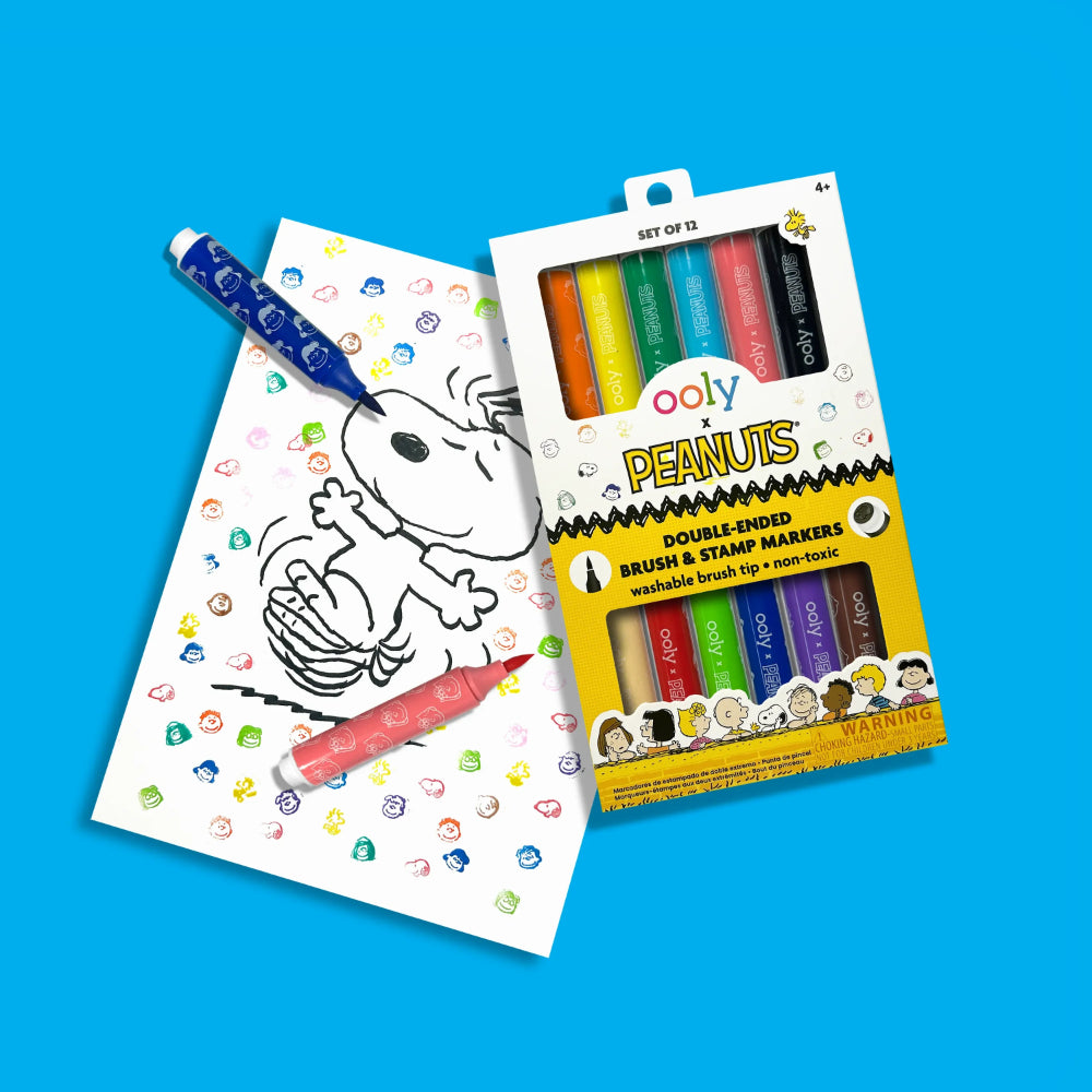 ooly-x-peanuts-doubleended-brush-&-stamp-markers-set-of-6-12-colors-ooly-130-127