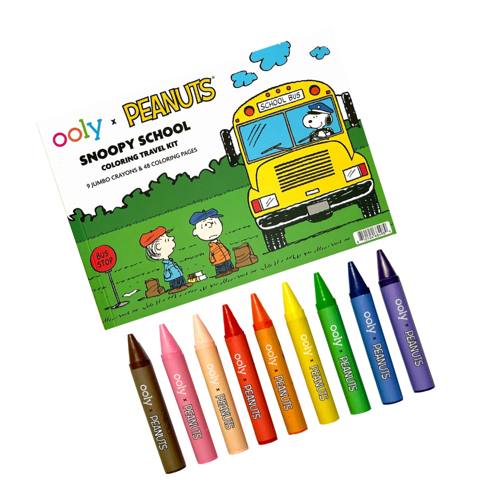 ooly-x-peanuts-snoopy-school-coloring-travel-kit-9-crayons-&-48-coloring-pages-ooly-138-029