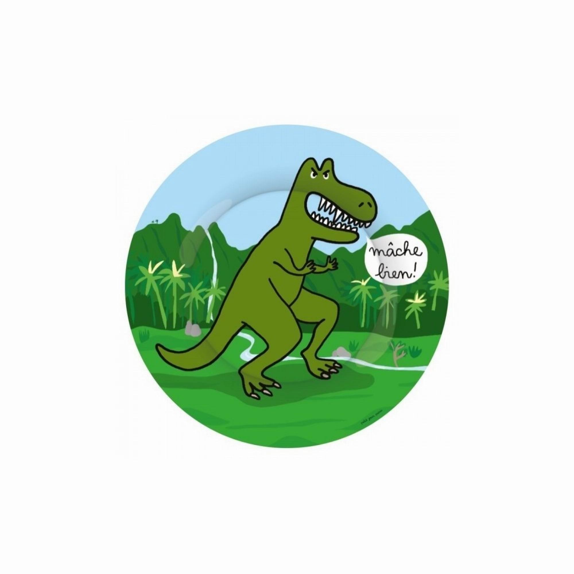 petit-jour-paris-dessert-plate-tyrannosaurus-les-dinosaures-baby-nursery-kitchen-pjp-di923l-01