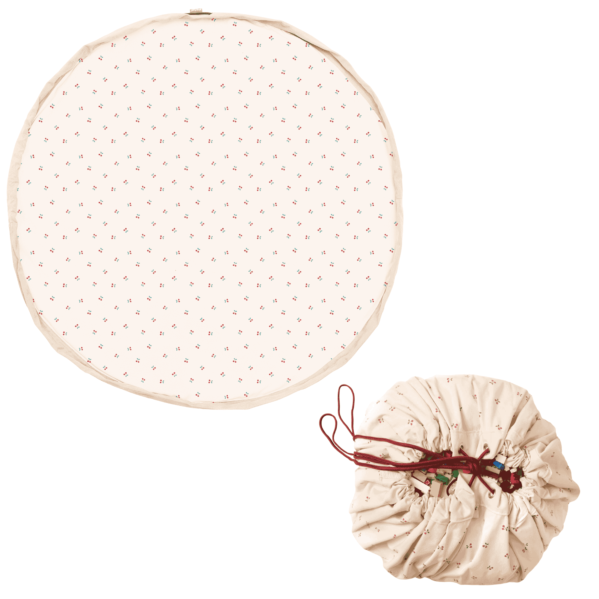Play&Go Noomad Original 2-in-1 Playmat & Toy Storage Bag - Cherry Cherry - Single Print - Ø140cm