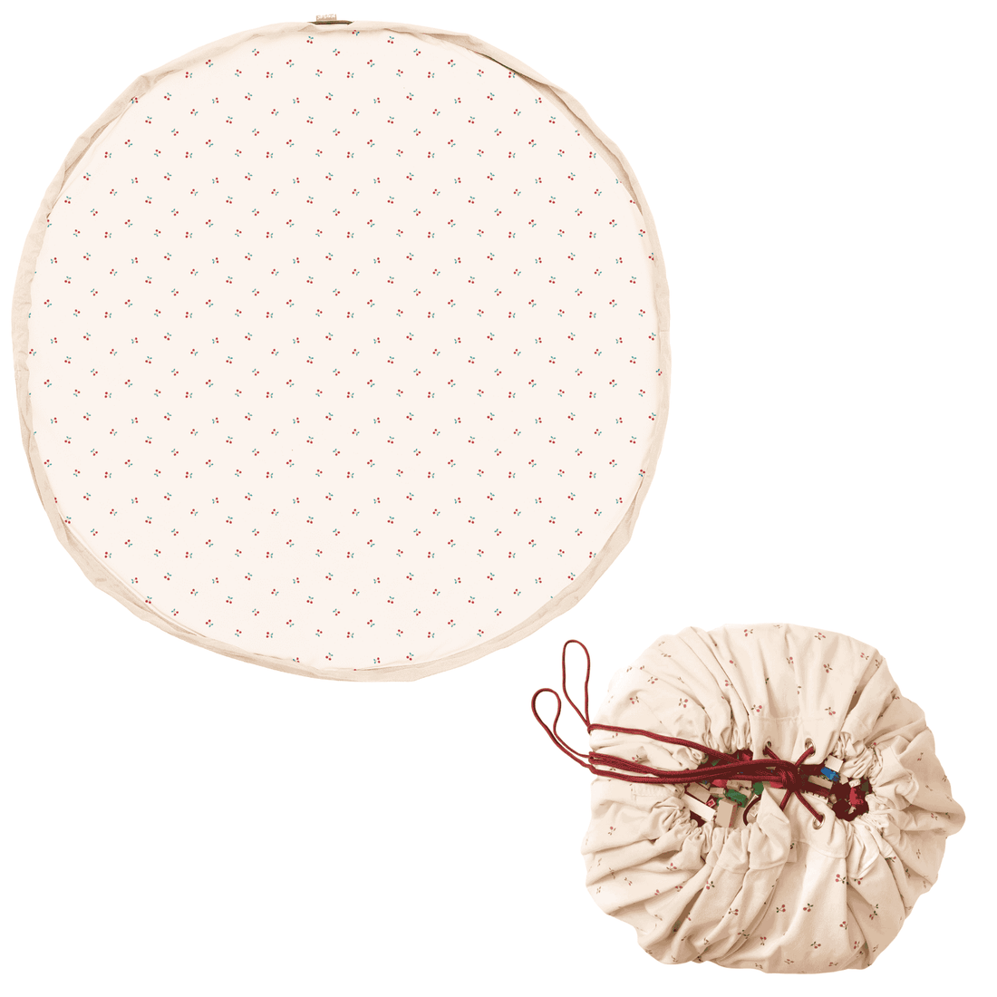 Play&Go Noomad Original 2-in-1 Playmat & Toy Storage Bag - Cherry Cherry - Single Print - Ø140cm