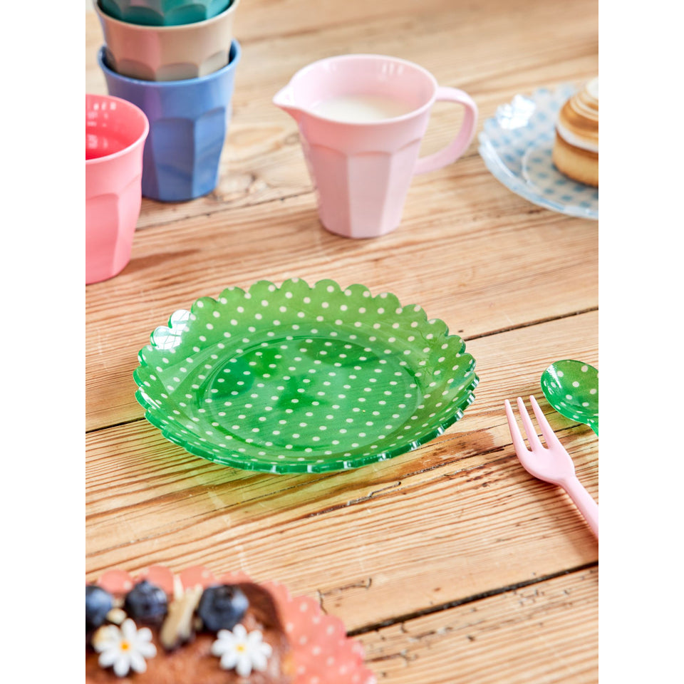rice-dk-acrylic-cake-plate-with-green-dots-fabric-rice-accpl-dotg