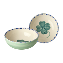 rice-dk-ceramic-bowl-with-hand-painted-good-luck-clover-soft-green-350ml-kitchen-rice-cebwl-hpgolu