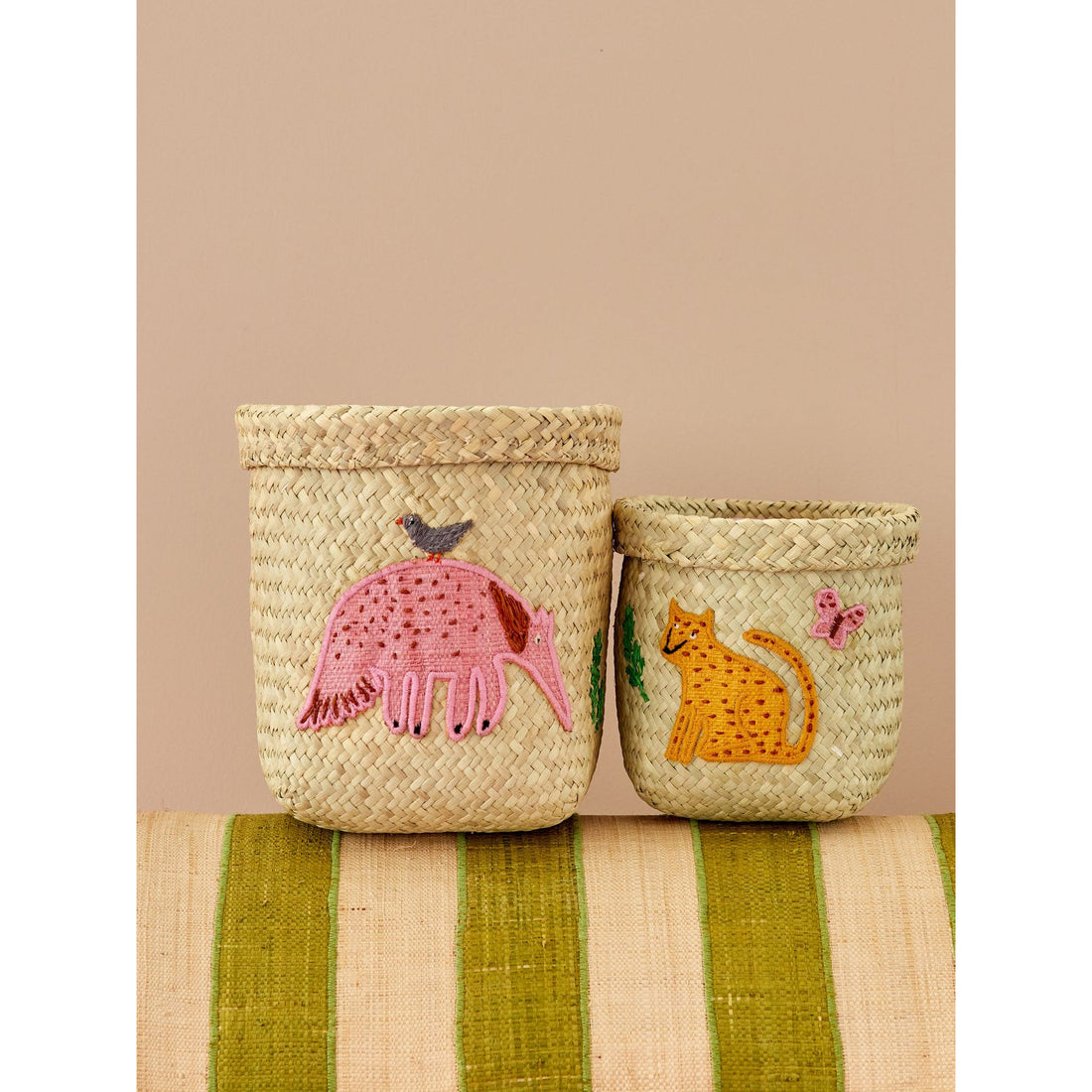 Rice DK Extra Small Round Raffia Storage Basket Natural