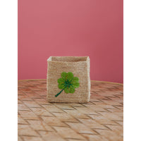 rice-dk-large-square-raffia-storage-basket-natural-clover-embroidery-rice-bssto-2zclol