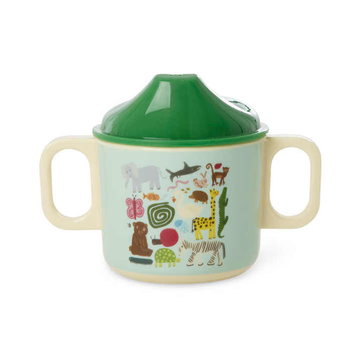 rice-dk-melamine-2-handle-baby-cup-with-wildlife-print-mint-250-ml-rice-babcu-2hwilimi