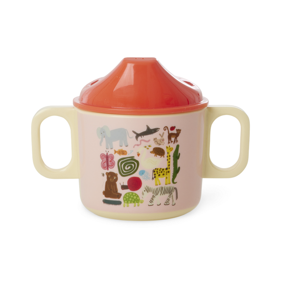 Rice DK Melamine 2 Handle Baby Cup with Wildlife Print - Pink - 250 ml ...