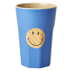 rice-dk-melamine-cup-with-blue-smiley-print-two-tone-tall-rice-melcu-lsmilb