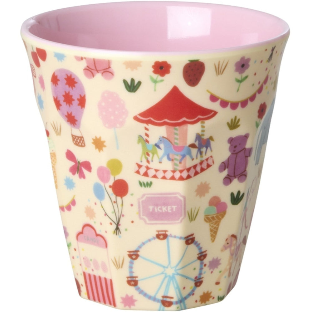 rice-dk-melamine-cup-with-pink-fun-fair-print-medium-250ml-rice-melcu-fufai