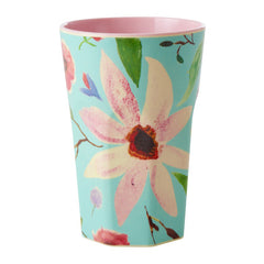 Rice DK Melamine Cup with Selma Flower Print - Mint - Tall - 400 ml