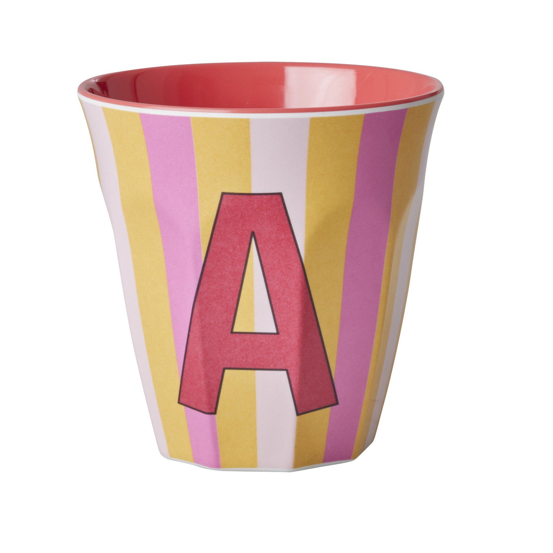 rice-dk-melamine-cup-with-the-letter-a-stripes-pinkish-medium-250ml-rice-melcu-alpstrai