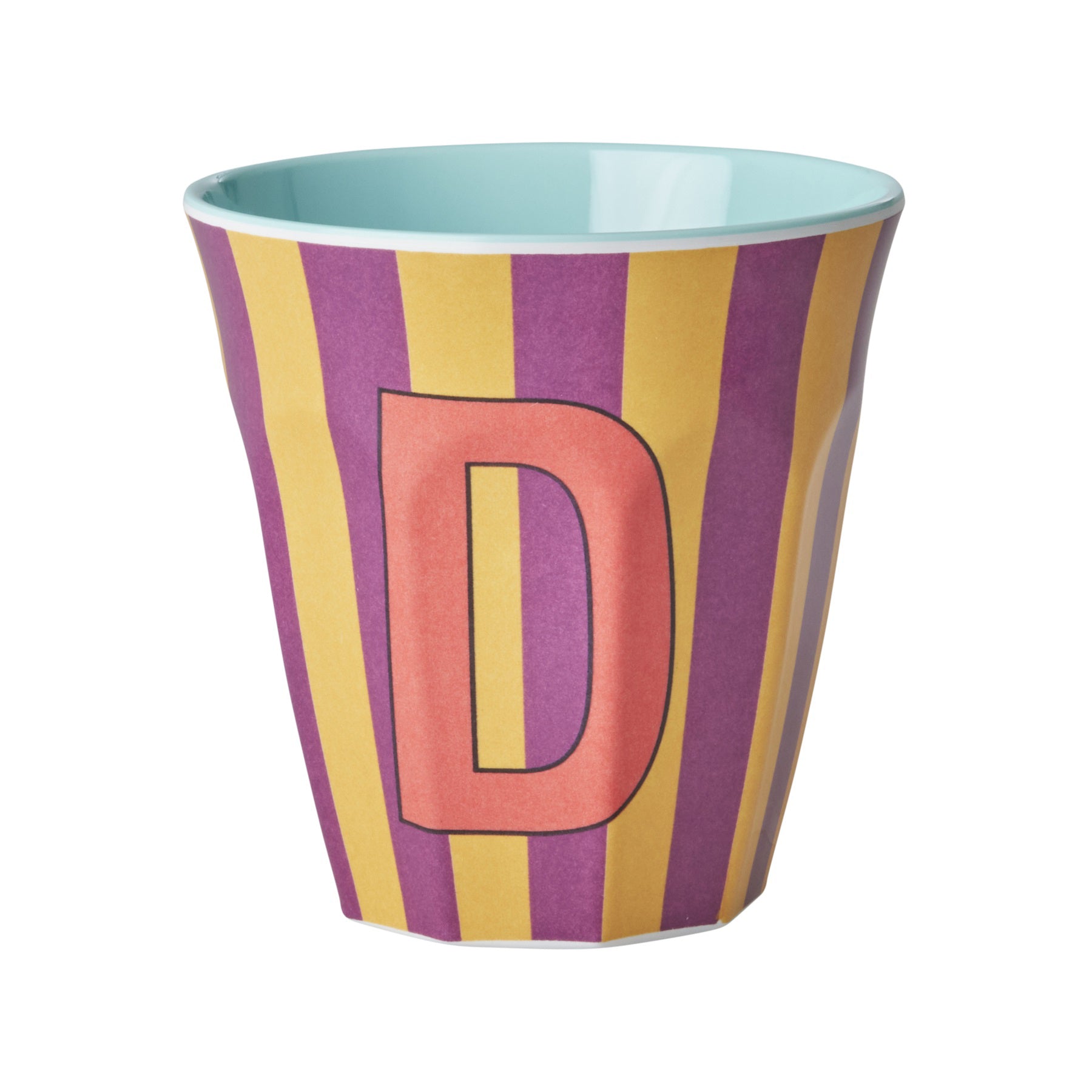 rice-dk-melamine-cup-with-the-letter-d-stripes-pinkish-medium-250ml-rice-melcu-alpstrdi