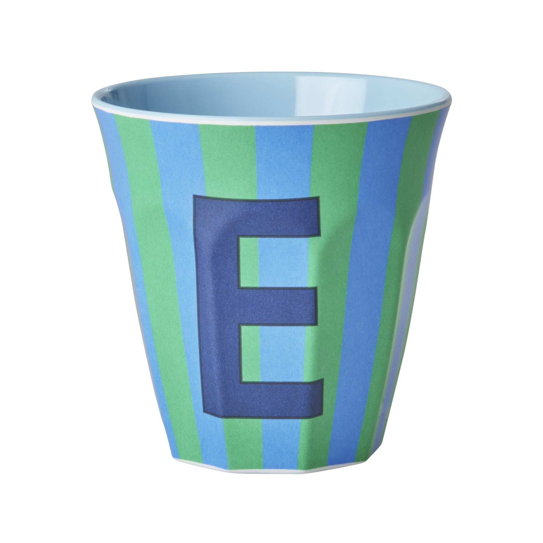 rice-dk-melamine-cup-with-the-letter-e-stripes-blueish-medium-250ml-rice-melcu-alpstreb