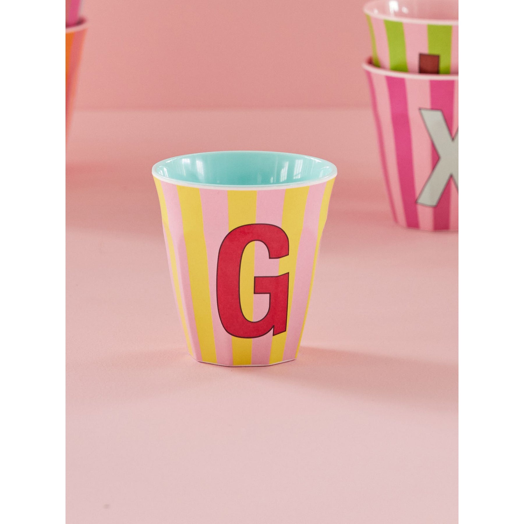 rice-dk-melamine-cup-with-the-letter-g-stripes-pinkish-medium-250ml-rice-melcu-alpstrgi