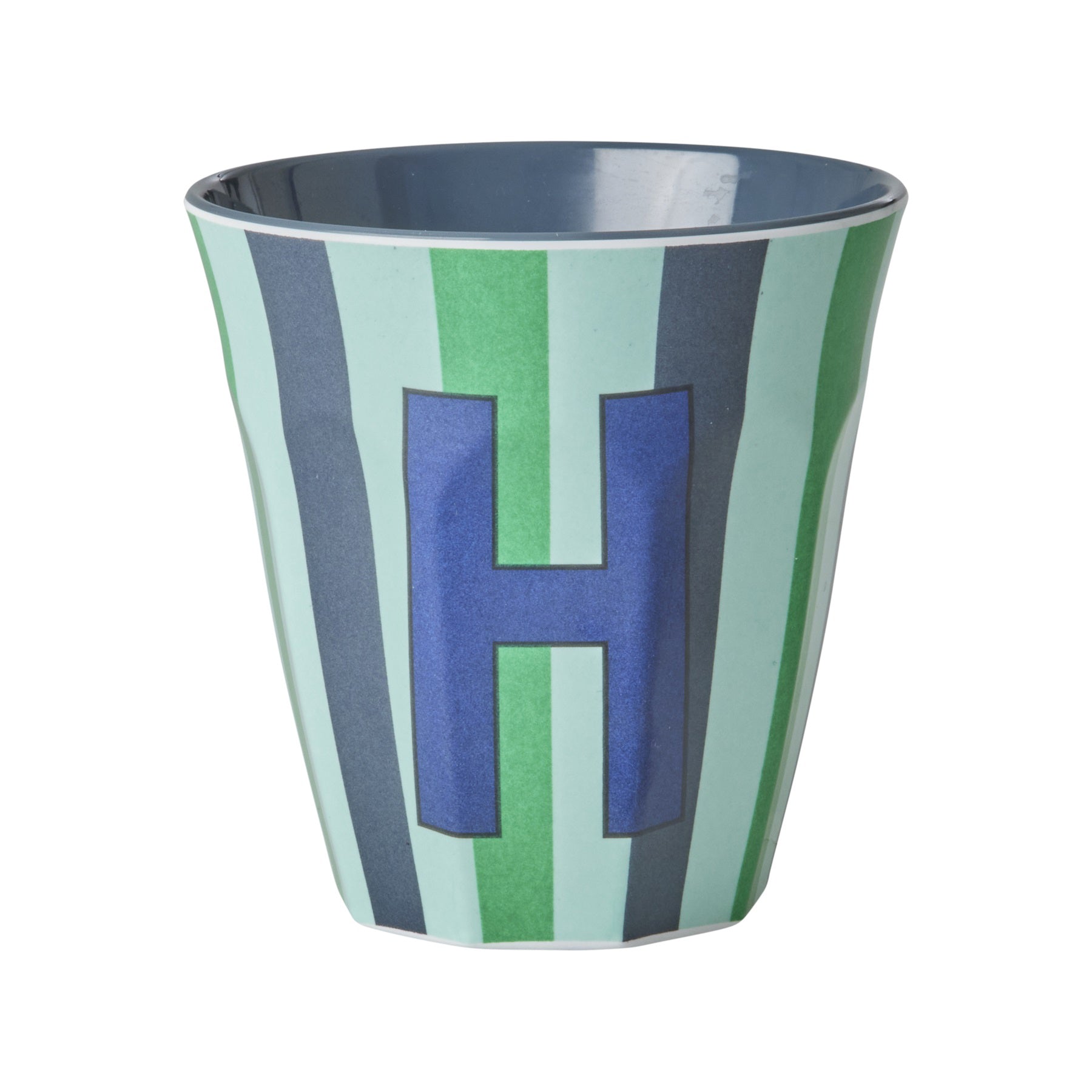 rice-dk-melamine-cup-with-the-letter-h-stripes-blueish-medium-250ml-rice-melcu-alpstrhb