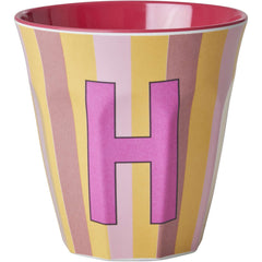 rice-dk-melamine-cup-with-the-letter-h-stripes-pinkish-medium-250-ml-rice-melcu-alpstrhi