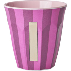 rice-dk-melamine-cup-with-the-letter-i-stripes-pinkish-medium-250-ml-rice-melcu-alpstrii