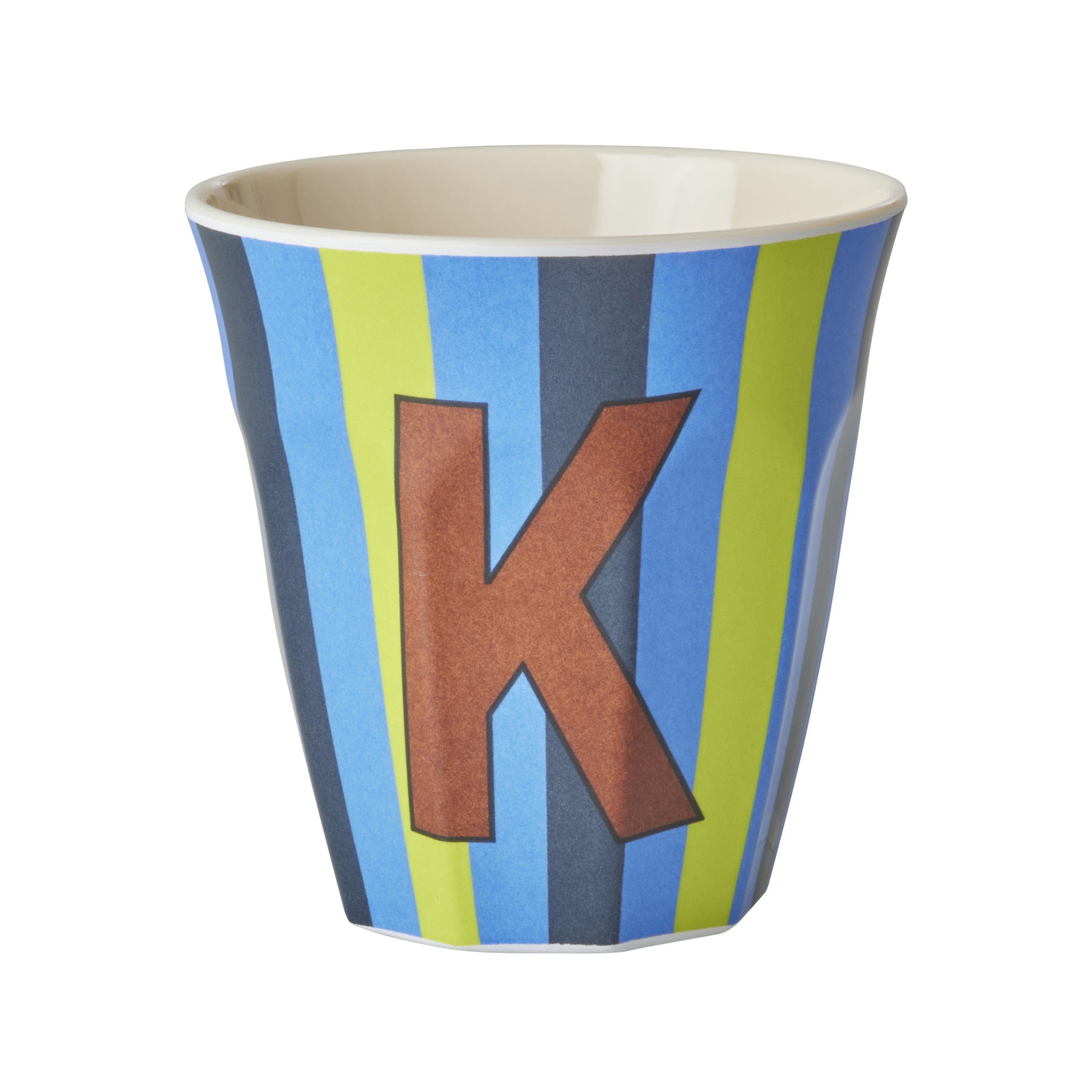 rice-dk-melamine-cup-with-the-letter-k-stripes-blueish-medium-250ml-rice-melcu-alpstrkb