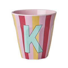 rice-dk-melamine-cup-with-the-letter-k-stripes-pinkish-medium-250ml-rice-melcu-alpstrki