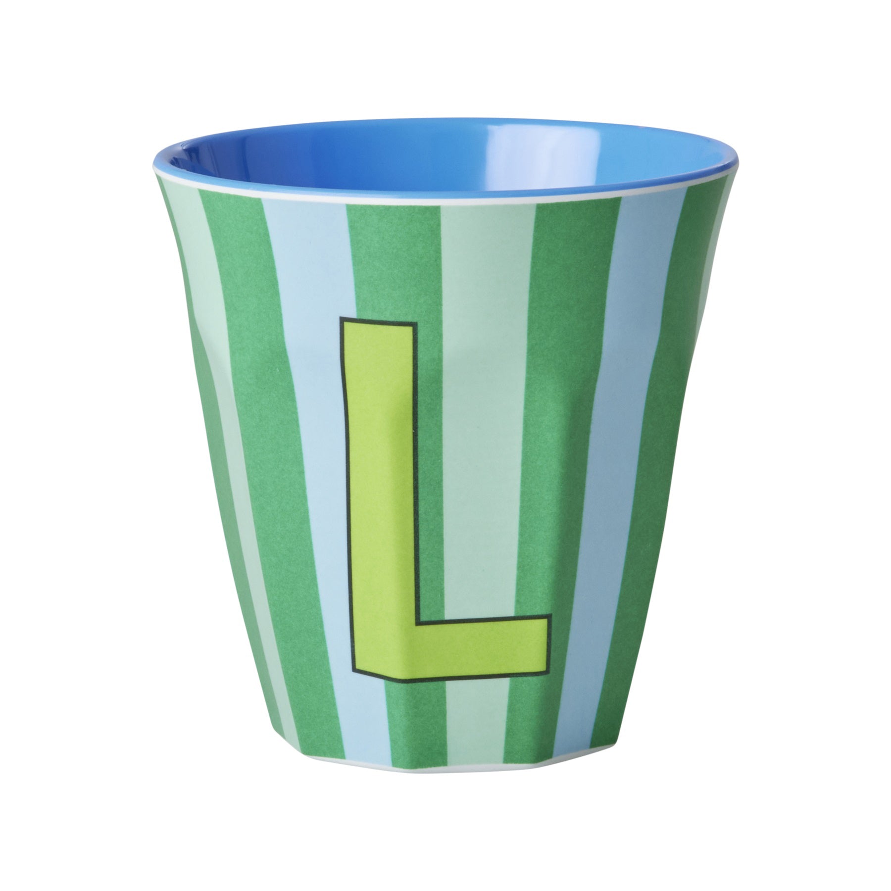 rice-dk-melamine-cup-with-the-letter-l-stripes-blueish-medium-250ml-rice-melcu-alpstrlb