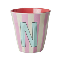 rice-dk-melamine-cup-with-the-letter-n-stripes-pinkish-medium-250ml-rice-melcu-alpstrni