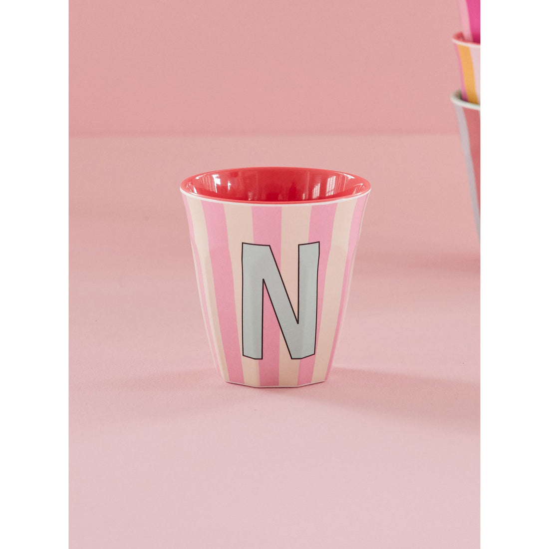 rice-dk-melamine-cup-with-the-letter-n-stripes-pinkish-medium-250ml-rice-melcu-alpstrni