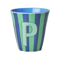 rice-dk-melamine-cup-with-the-letter-p-stripes-blueish-medium-250ml-rice-melcu-alpstrpb