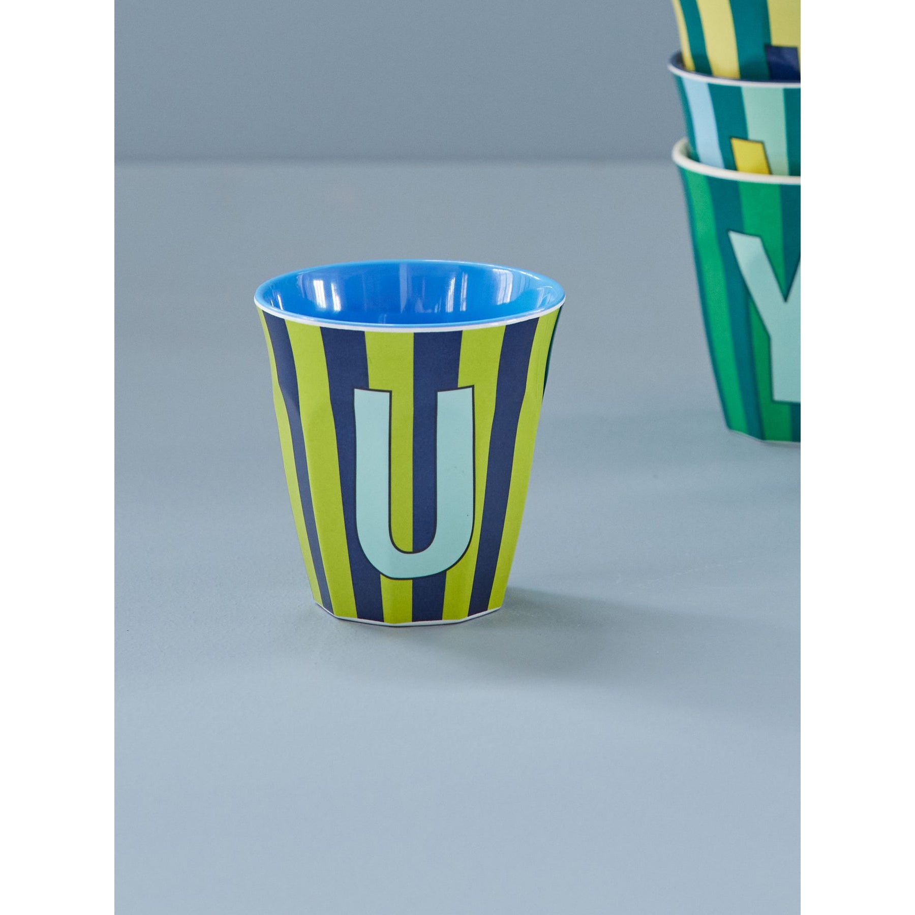 rice-dk-melamine-cup-with-the-letter-u-stripes-blueish-medium-250ml-rice-melcu-alpstrub