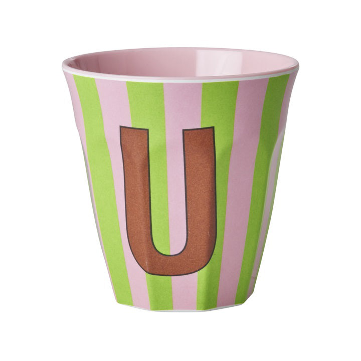 rice-dk-melamine-cup-with-the-letter-u-stripes-pinkish-medium-250-ml-rice-melcu-alpstrui
