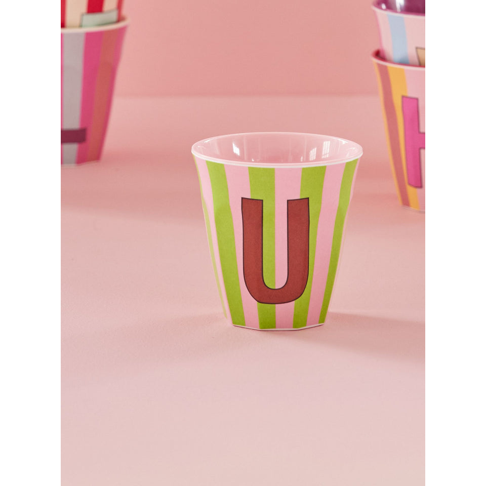 rice-dk-melamine-cup-with-the-letter-u-stripes-pinkish-medium-250-ml-rice-melcu-alpstrui