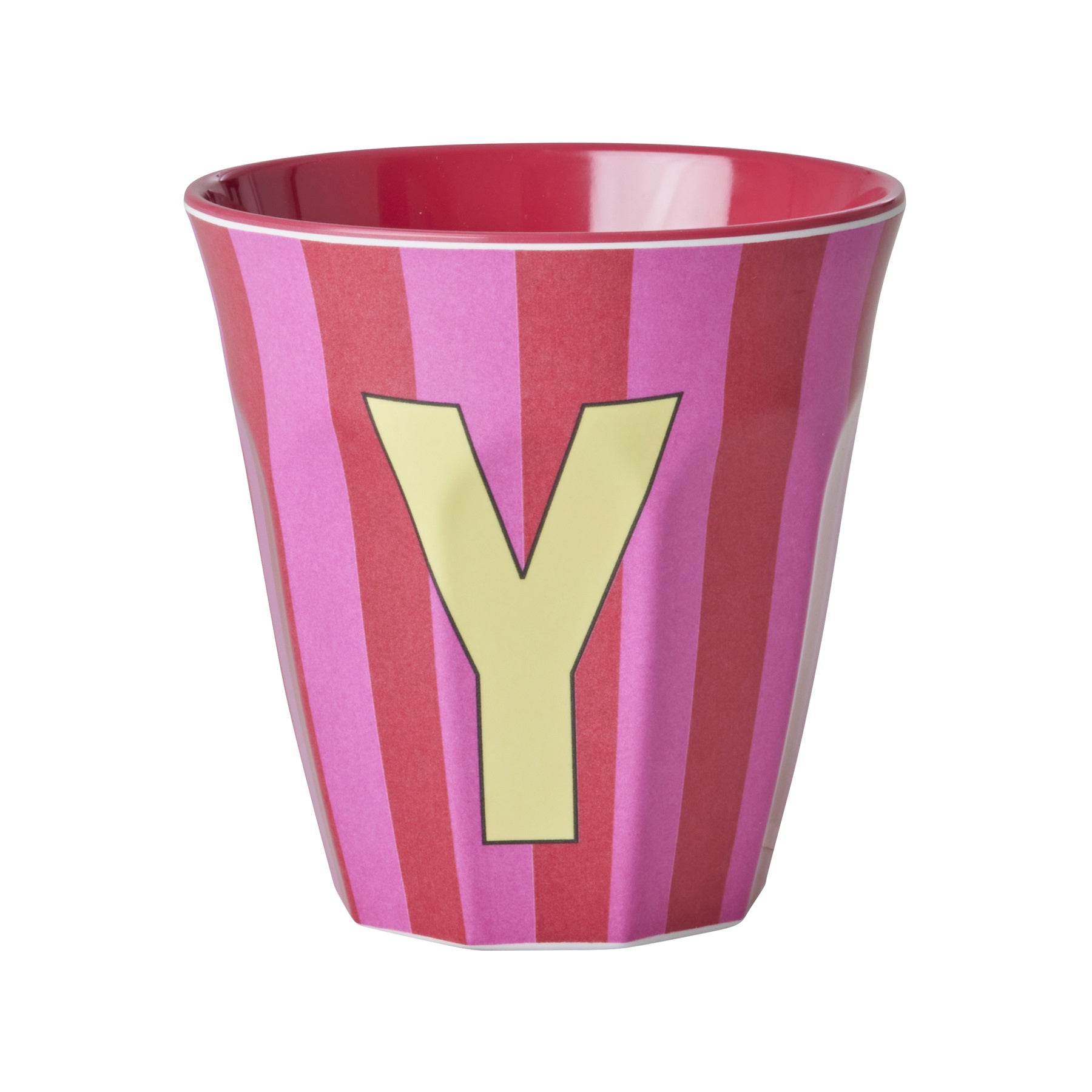 rice-dk-melamine-cup-with-the-letter-y-stripes-pinkish-medium-250ml-rice-melcu-alpstryi