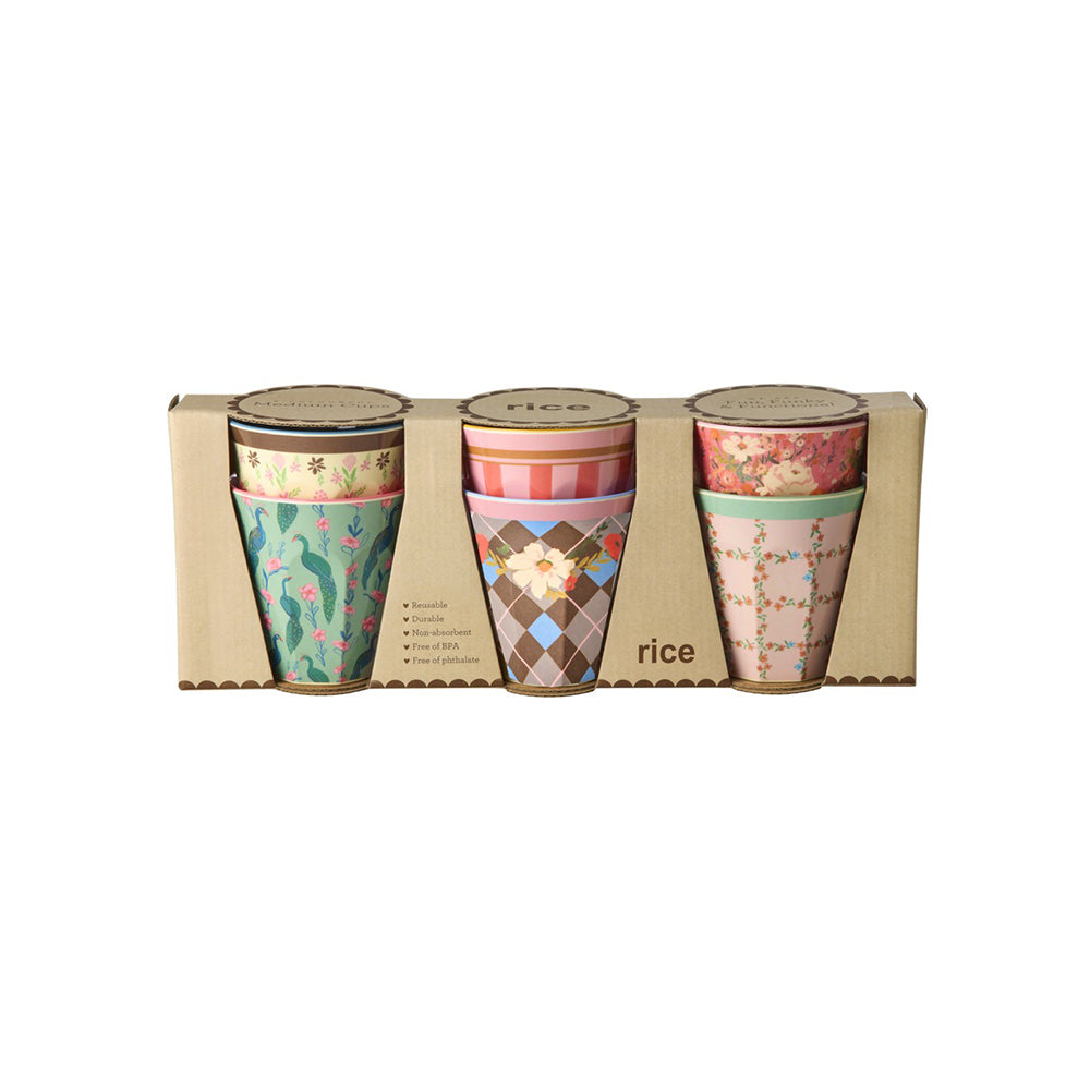 rice-dk-melamine-cups-with-all-you-need-is-love-and-prints-small-6-pack-160-ml