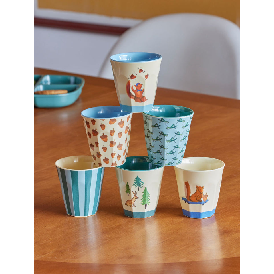 rice-dk-melamine-cups-with-asst-blue-happy-forest-prints-small-6-pack-160-ml-rice-melcu-6zshafob
