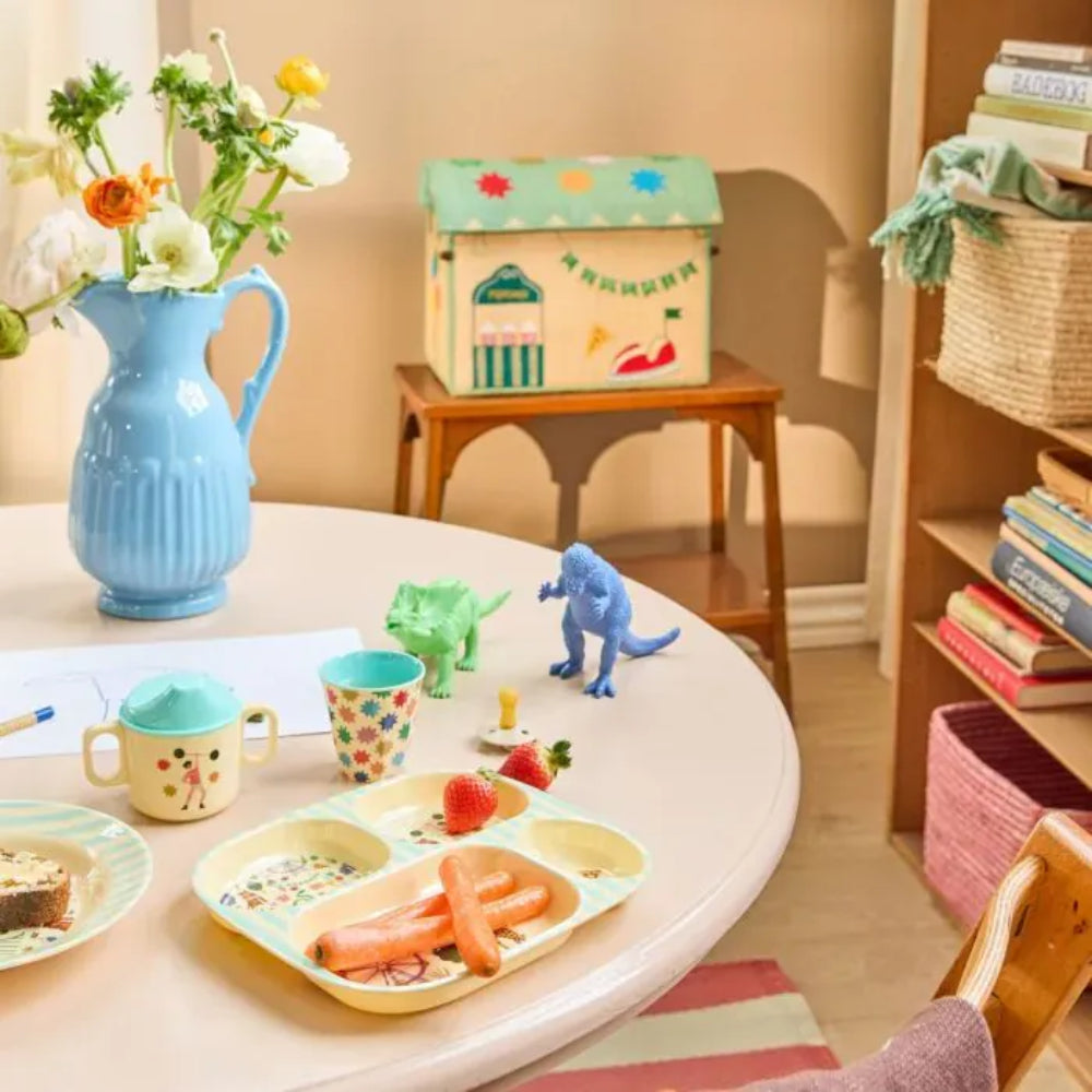 rice-dk-melamine-kids-4-room-plate-with-mint-fun-fair-print-rice-kipl4-fufami