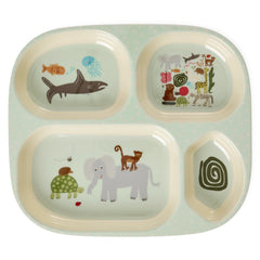rice-dk-melamine-kids-4-room-plate-with-wildlife-print-mint-rice-kipl4-wilimi