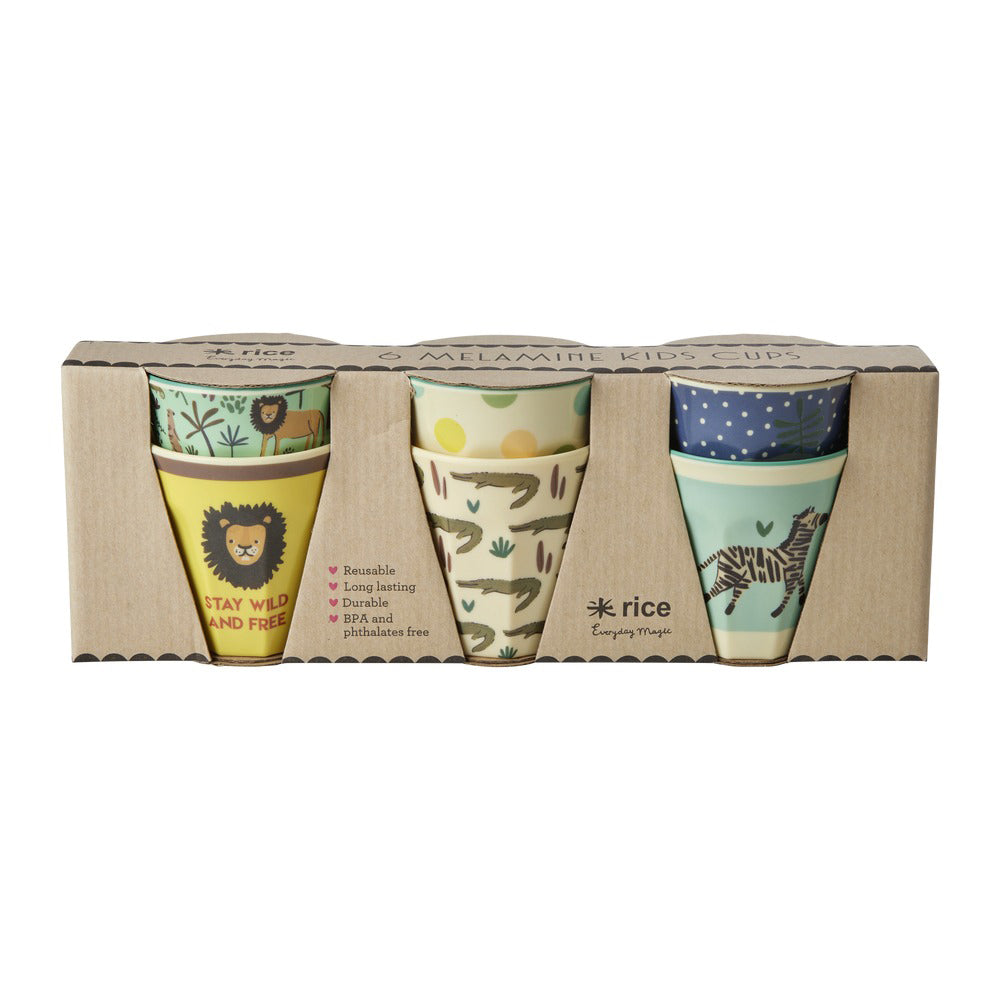 rice-dk-melamine-kids-cups-with-asst-jungle-prints-small-6-pack-160-ml